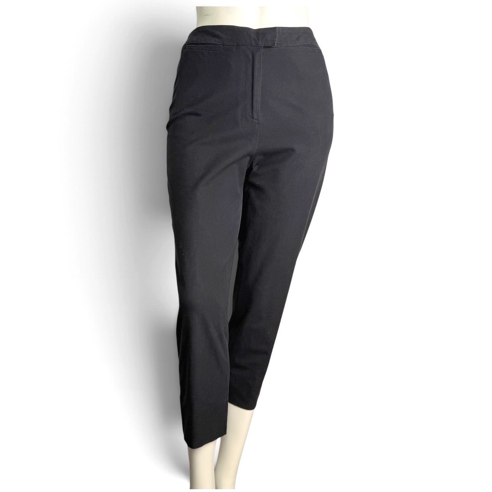Piazza Sempione Brigitte Crop Pants Black Split Hem Italian Luxury Slim Fit 42